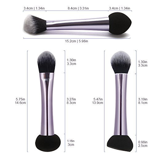 Miss Gorgeous Dual Ended Blender Sponge with Makeup Brush , Professional Makeup Tools, Portable Travel 3pcs/Set