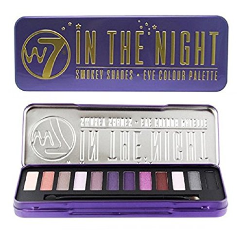 W7 In The Night Smokey Shades Eye Colour Palette Tin, 12 Eye Shadows + FREE Makeup Blender Sponge