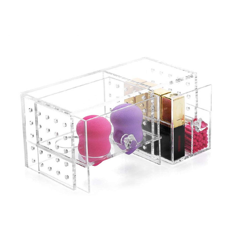 Lurrose Acrylic jewelry storage case display box makeup cosmetics storage case for beauty blender air cushion puff