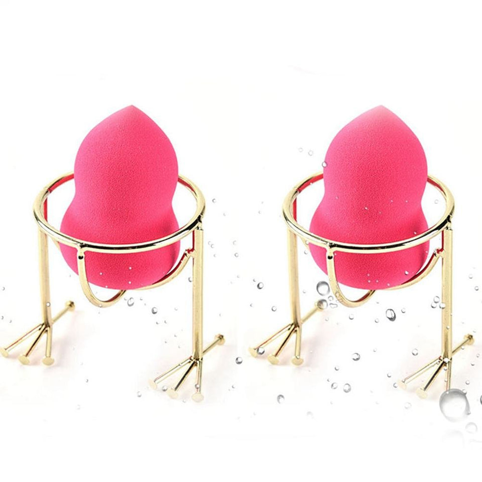 4 Pcs Makeup Sponge Beauty Blender Holder Set,Drying Rack Stand,Chicken Feet Shape Cosmetic Tool Powder Puff Sponge Support Display Stand,(Rose Gold/Gold)