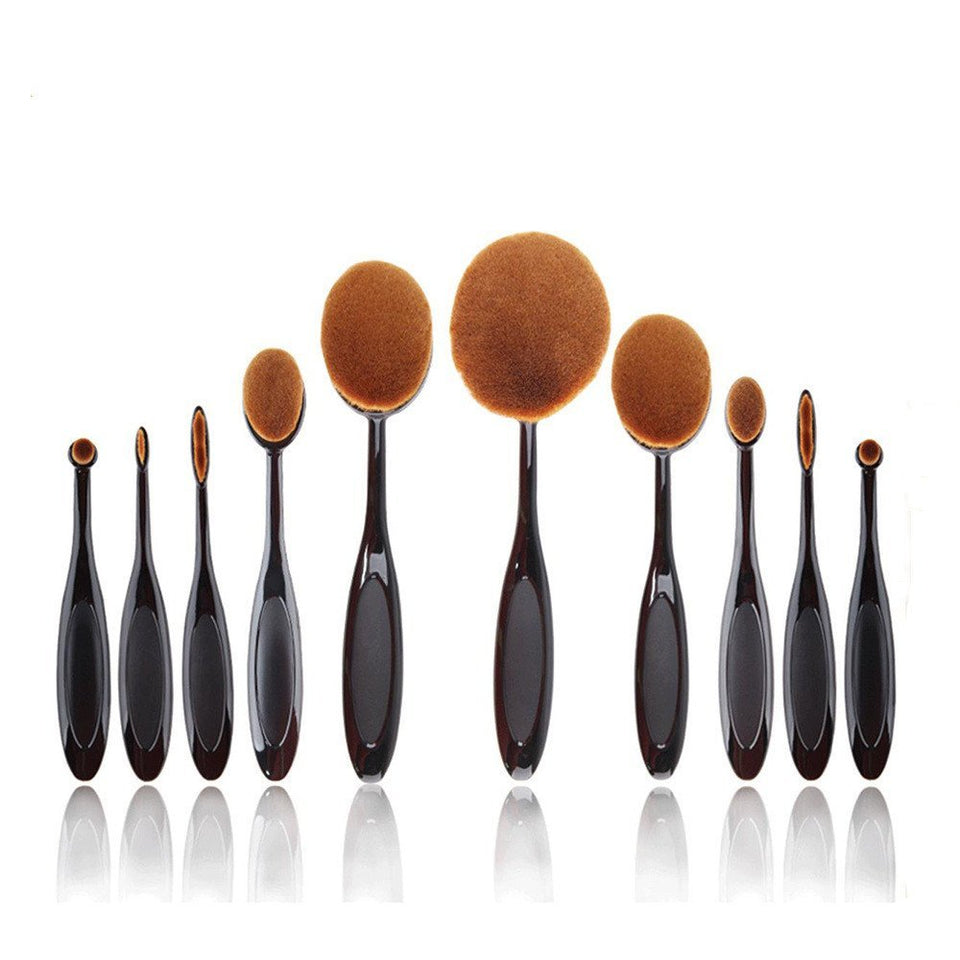 Makeup Brushes Professional Makeup Brush Set 10 Pieces Oval Makeup Brushes Soft Toothbrush Shaped Design with Makeup for Foundation Concealer BB cream Powder Blender with Box