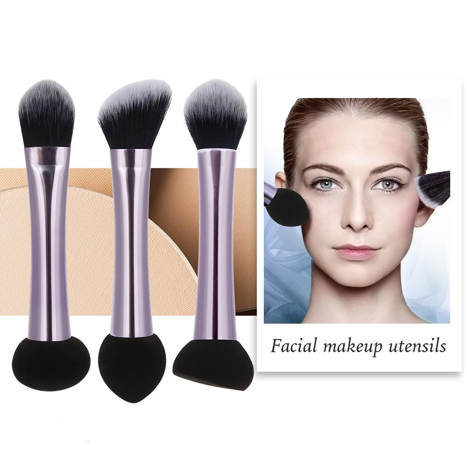 Miss Gorgeous Dual Ended Blender Sponge with Makeup Brush , Professional Makeup Tools, Portable Travel 3pcs/Set