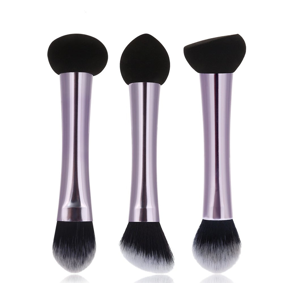 Miss Gorgeous Dual Ended Blender Sponge with Makeup Brush , Professional Makeup Tools, Portable Travel 3pcs/Set
