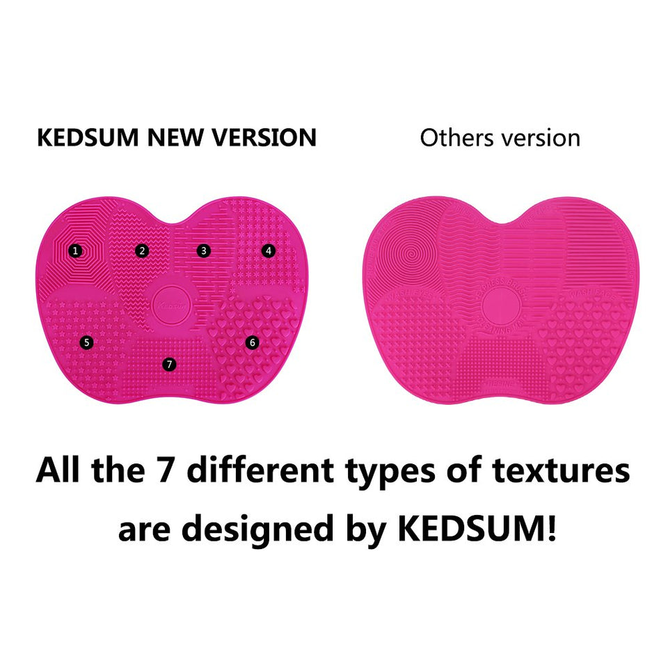 KEDSUM Silicone Makeup Brush Cleaning Mat, Makeup Brush Cleaner, Cosmetic Brush Cleaning Mat Portable Washing Tool Scrubber with Suction Cup