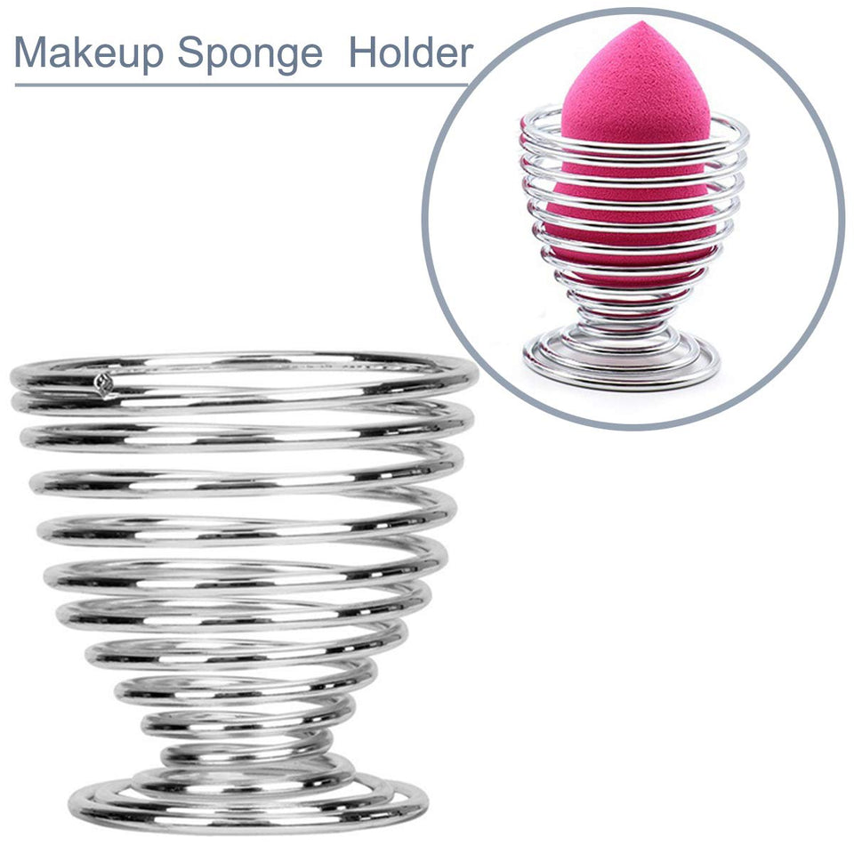 TOOGOO 1pcs Beauty Makeup Sponge Blender Holder Drng Rack Stand, Makeup Sponges Stand, Powder Puff Sponge Support Display Stand,Makeup Organizer silver