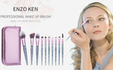 Makeup Brushes with Cosmetic Case ENZO KEN 10 Pcs Synthetic Foundation Powder Concealers Eye Shadows Makeup Brush Sets (purple)