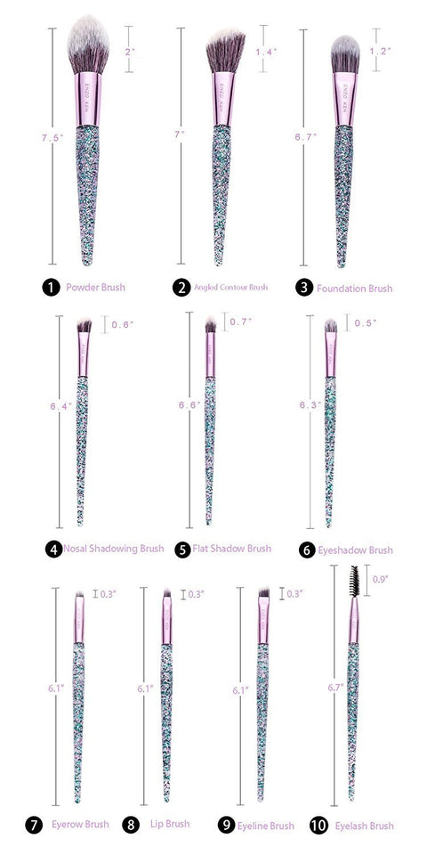 Makeup Brushes with Cosmetic Case ENZO KEN 10 Pcs Synthetic Foundation Powder Concealers Eye Shadows Makeup Brush Sets (purple)