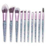 Makeup Brushes with Cosmetic Case ENZO KEN 10 Pcs Synthetic Foundation Powder Concealers Eye Shadows Makeup Brush Sets (purple)