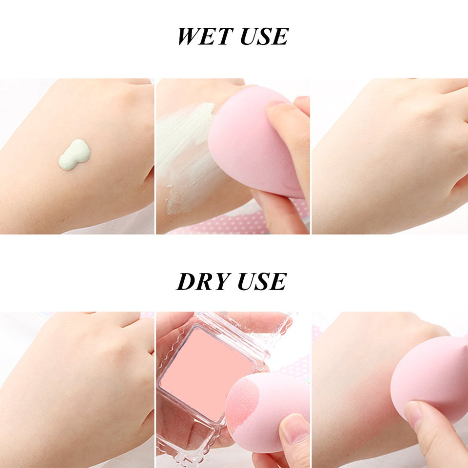 CCbeauty 5+1Pcs Professional Makeup Sponge Blender+Angled Top Contour Brush Set Best for Liquid Foundation Powder Cream Concealer Shadow Blusher Cosmetics