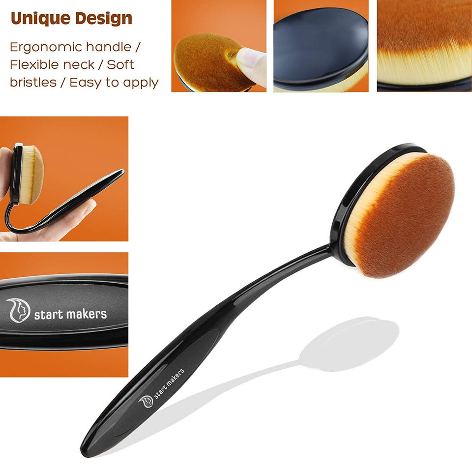 Makeup Brushes Professional Makeup Brush Set 10 Pieces Oval Makeup Brushes Soft Toothbrush Shaped Design with Makeup for Foundation Concealer BB cream Powder Blender with Box