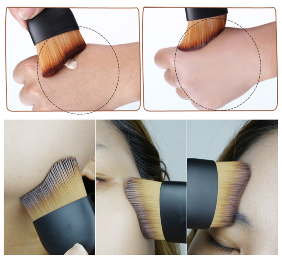 CCbeauty 5+1Pcs Professional Makeup Sponge Blender+Angled Top Contour Brush Set Best for Liquid Foundation Powder Cream Concealer Shadow Blusher Cosmetics