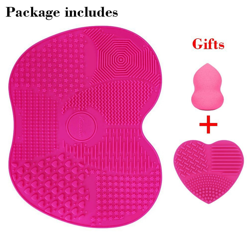 KEDSUM Silicone Makeup Brush Cleaning Mat, Makeup Brush Cleaner, Cosmetic Brush Cleaning Mat Portable Washing Tool Scrubber with Suction Cup