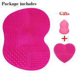 KEDSUM Silicone Makeup Brush Cleaning Mat, Makeup Brush Cleaner, Cosmetic Brush Cleaning Mat Portable Washing Tool Scrubber with Suction Cup