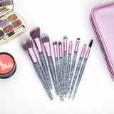 Makeup Brushes with Cosmetic Case ENZO KEN 10 Pcs Synthetic Foundation Powder Concealers Eye Shadows Makeup Brush Sets (purple)