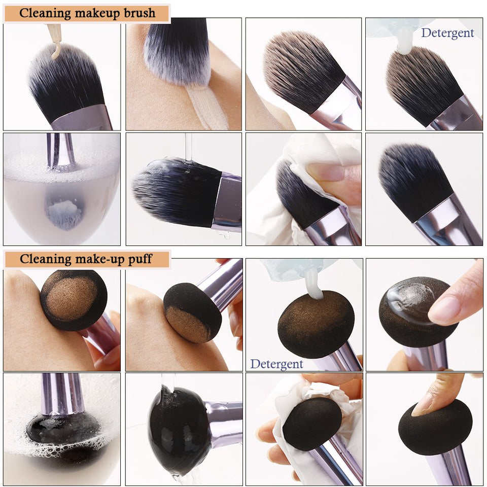 Miss Gorgeous Dual Ended Blender Sponge with Makeup Brush , Professional Makeup Tools, Portable Travel 3pcs/Set