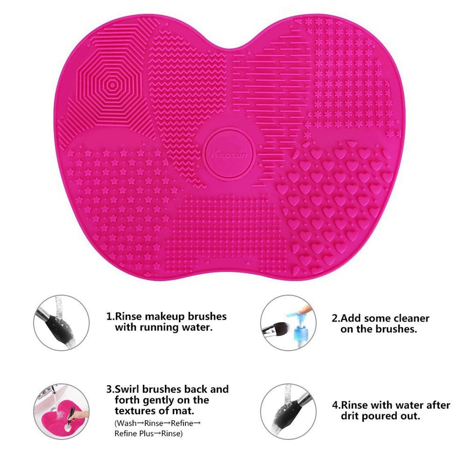 KEDSUM Silicone Makeup Brush Cleaning Mat, Makeup Brush Cleaner, Cosmetic Brush Cleaning Mat Portable Washing Tool Scrubber with Suction Cup
