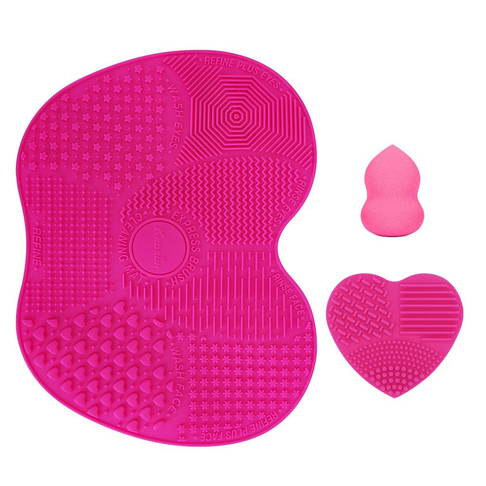 KEDSUM Silicone Makeup Brush Cleaning Mat, Makeup Brush Cleaner, Cosmetic Brush Cleaning Mat Portable Washing Tool Scrubber with Suction Cup