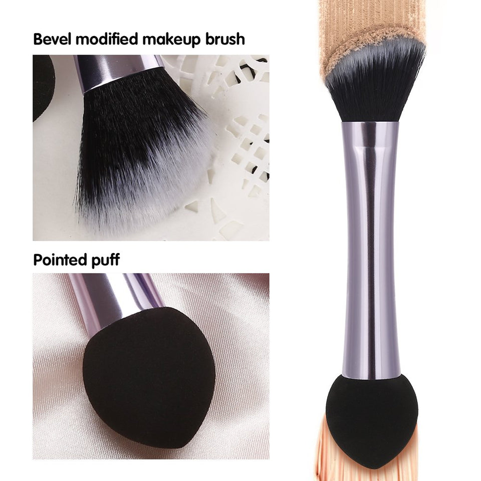 Miss Gorgeous Dual Ended Blender Sponge with Makeup Brush , Professional Makeup Tools, Portable Travel 3pcs/Set