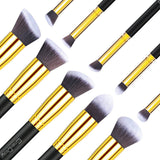 EmaxDesign 10+1 Pieces Makeup Brush Set, 10 Pieces Professional Foundation Blending Blush Eye Face Liquid Powder Cream Cosmetics Brushes & 1 Piece Rose Red Beauty Sponge Blender