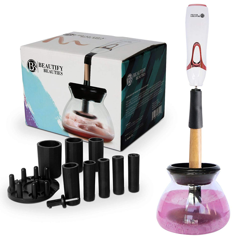 Makeup Brush Cleaner by Beautify Beauties, Best Cleaner for Makeup Brushes, Washes and Dries Brushes Instantly - Batteries Included