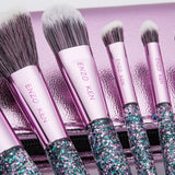 Makeup Brushes with Cosmetic Case ENZO KEN 10 Pcs Synthetic Foundation Powder Concealers Eye Shadows Makeup Brush Sets (purple)