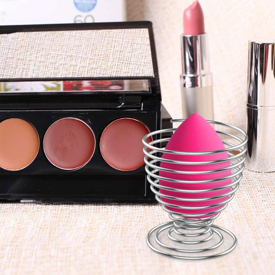Luxspire Makeup Sponge Holder, Makeup Powder Puff Sponge Holder Cosmetic Tool Dryer Drying Rack Egg Powder Puff Display Stand - Silver