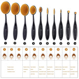 Makeup Brushes Professional Makeup Brush Set 10 Pieces Oval Makeup Brushes Soft Toothbrush Shaped Design with Makeup for Foundation Concealer BB cream Powder Blender with Box